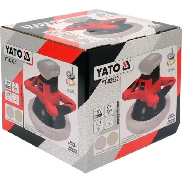 Полірувальна машина акумуляторна YATO Li-Ion 18 В 2500 н/хв диск 250 мм (без акумулятора) YT-82922