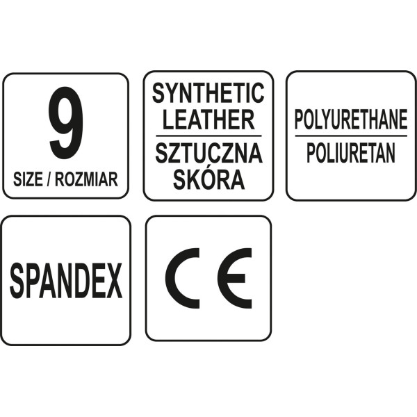 Рукавиці робочі на липучці YATO штучна шкіра + синтетична тканина розмір 8, 9, 10 YT-74663