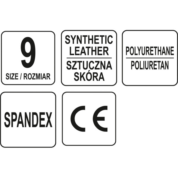 Рукавички робочі на липучці YATO штучна шкіра + синтетична тканина розмір 8. 9, 10 YT-74665
