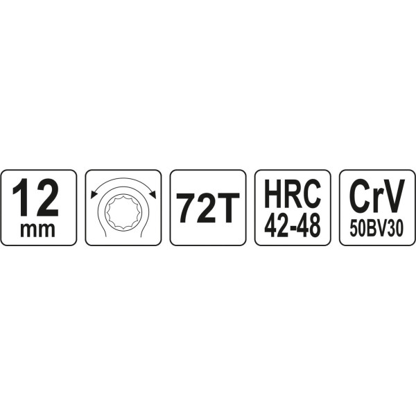 Ключ накидний вигнутий з тріскачкою YATO М12 YT-02374