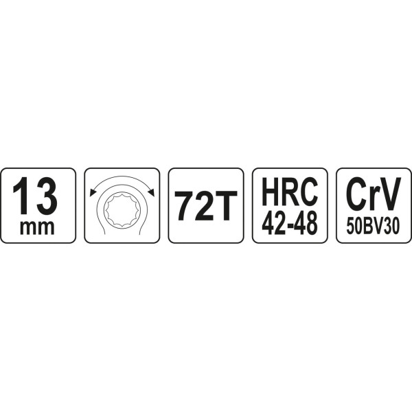 Ключ накидний вигнутий з тріскачкою YATO М13 YT-02375