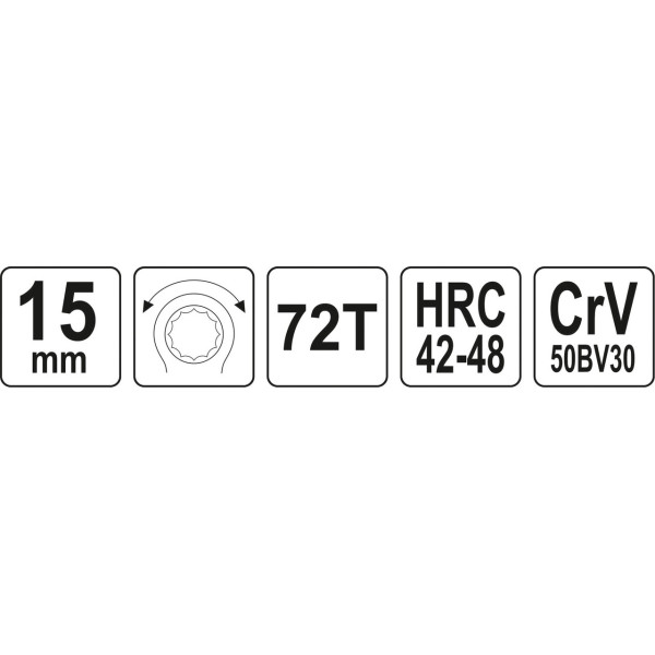 Ключ накидний вигнутий з тріскачкою YATO М15 YT-02377