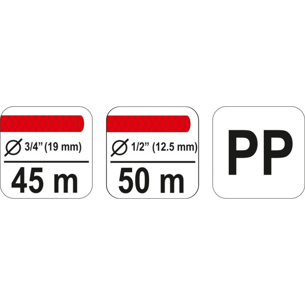 Котушка для поливального шланга YATO 1/2" — 50 м 3/4" — 45 м YT-99850