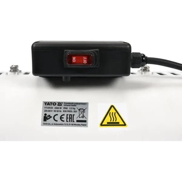 Обігрівач інфрачервоний LOW GLARE YATO 230В 1.5кВт діапазон 12-24 м2 YT-99536