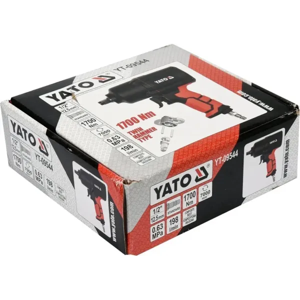 Гайковерт ударный пневматический YATO 1/2" 1700Нм  0.63MPa 198 л/мин YT-09544