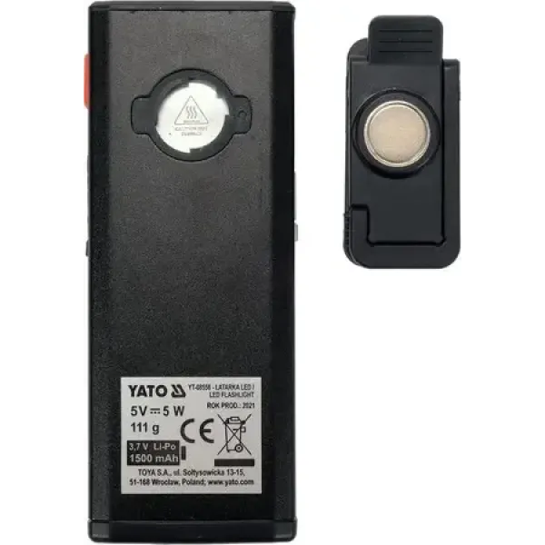 Ліхтар світлодіодний YATO Li-Po 3.7В 1500мАг USB функція powerbank YT-08556