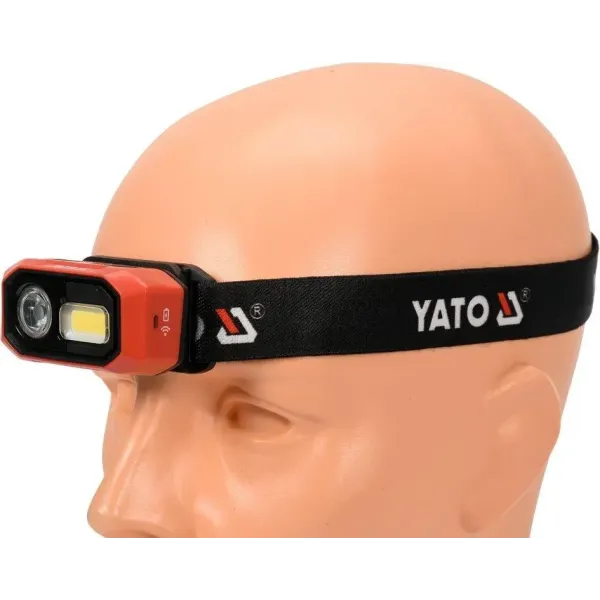 Ліхтар налобний COB-діодний YATO 3,7 В 1400 мА·год 480 Лм USB з датчиком руху YT-08592