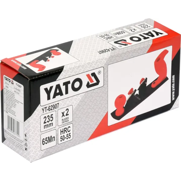 Рубанок столярний крайковий YATO 2-сторонній 235х53мм леза 61х23мм сталевий корпус YT-62907