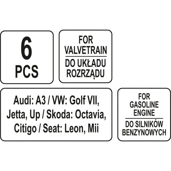 Набір фіксаторів ГРМ двигунів авто групи V.A.G. серії TSI/TFSI YATO 6 елем. YT-06025