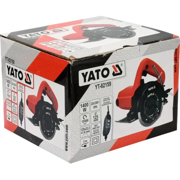 Різак для гресу та каменю YATO 1400 Вт диск 125/25, 4 мм макс глуб різання 38 мм YT-82159