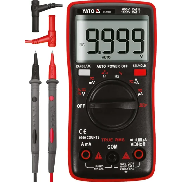 Мультиметр TRUE RMS електричних параметрів YATO з LCD-цифровим діапазоном 9999 YT-73089