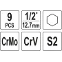 Набір ударних головок HEX M6-19 мм 6-г. 1/2 YT-10662
