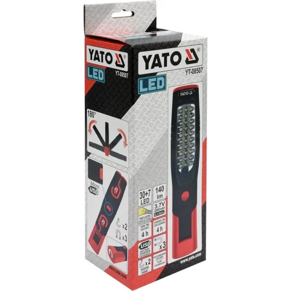 Ліхтар переносний діодний 2-режимний 30/7 LED акумуляторний YATO YT-08507