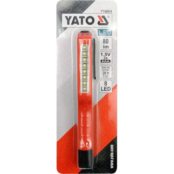 Светодиодный фонарик 8 LED 80лм YATO 3хААА YT-08514