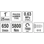 Гайковерт ударный пневматический YATO 1" 5800Нм 650л/мин  7000об/мин YT-09620