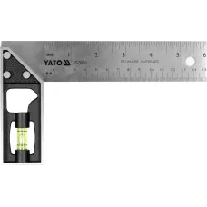 Косинець із рівнем метрична/дюймова шкала YATO 90° 150 мм YT-70843