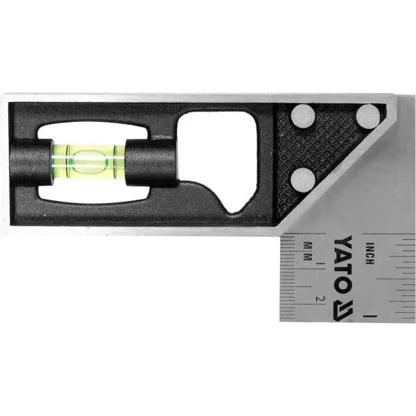 Косинець із рівнем метрична/дюймова шкала YATO 90° 150 мм YT-70843