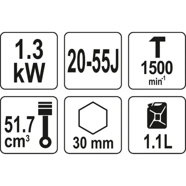 Бензомолот відбійний М30 YATO 1.3 кВт 20-55Дж 1500уд/хв бак 1. л 1   YT-82007 YT-82007