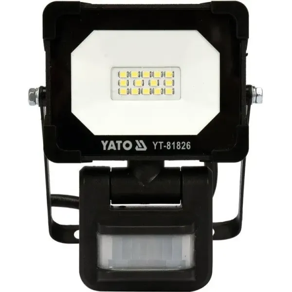 Прожектор с SMD-диодным излучателем  с датчиком движения YATO 10Вт  230В  900лм 14 диодов YT-81826