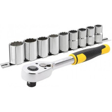 Тріскачка 1/2" 72зуби крок 5° з набором торцевих головок 13-24 мм Stanley 10 Предм. STMT82671-0