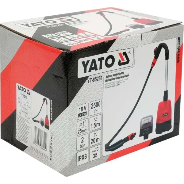 Насос заглибний акумуляторний YATO 18 В 165 Вт 2500 л/год без акумулятора YT-85281