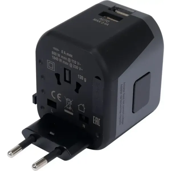 Адаптер со встроенным зарядным устройством с двумя портами USB YATO  YT-81301 YT-81301