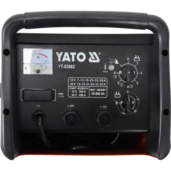 Пускозарядний пристрій для акумуляторів YATO 12/24 В 60-540А 20-800 А·год 230 В YT-83062