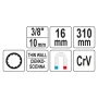 Ключ для свечей зажигания 12-гранный магнитный YATO 3/8" М16х310мм YT-08164