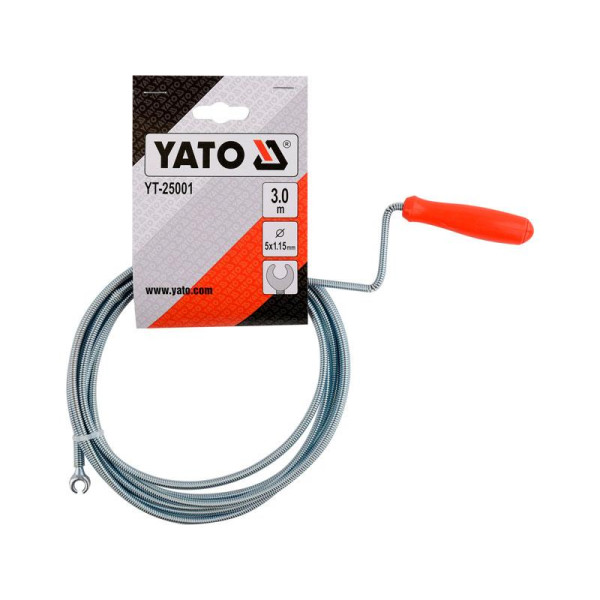 Трос для очищення каналізаційних труб YATO 5 мм 3м YT-25001