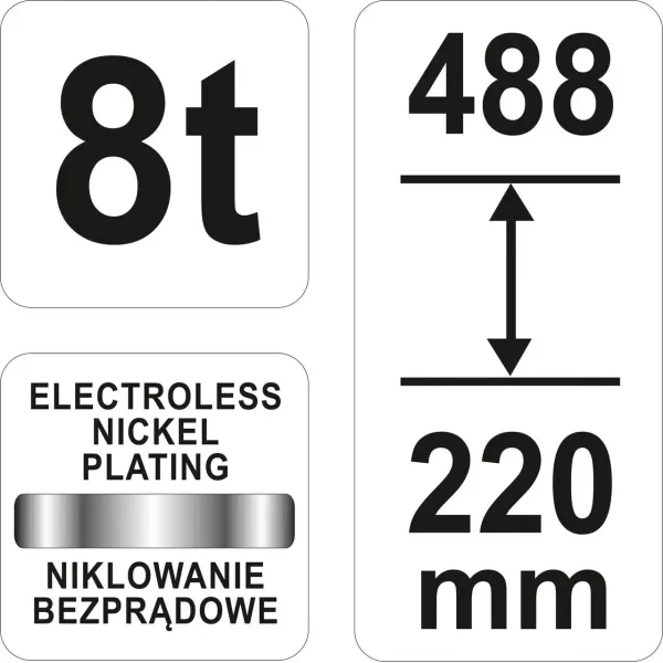 Домкрат гидравлический бутылочный 8т YATO  220-488мм YT-17025  YT-17025