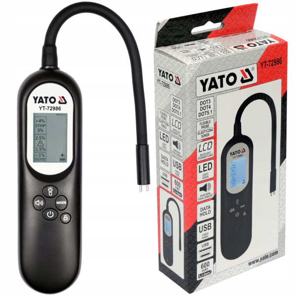 Тестер гальмівної рідини YATO LCD дисплей гнучкий датчик YT-72986