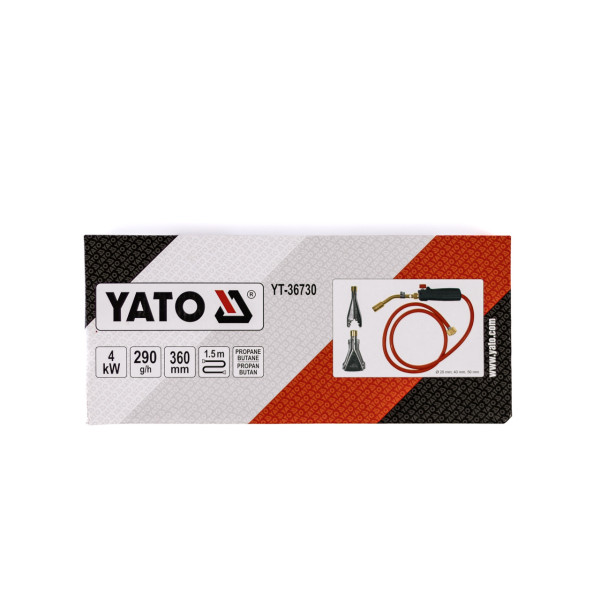 Горелка газовая (пропан/бутан) с насадками YATO 4кВт шланг 1.5м YT-36730