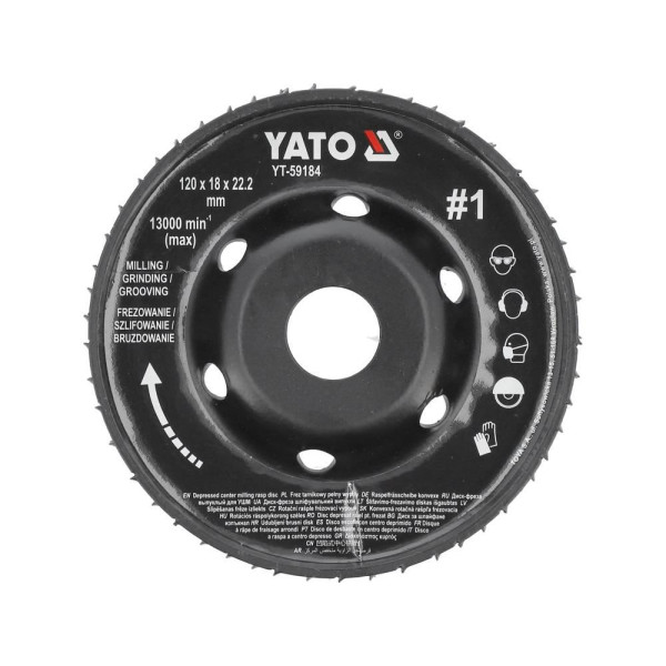 Диск-фреза выпуклый для УШМ YATO 120/22.2х18мм  #1 YT-59184