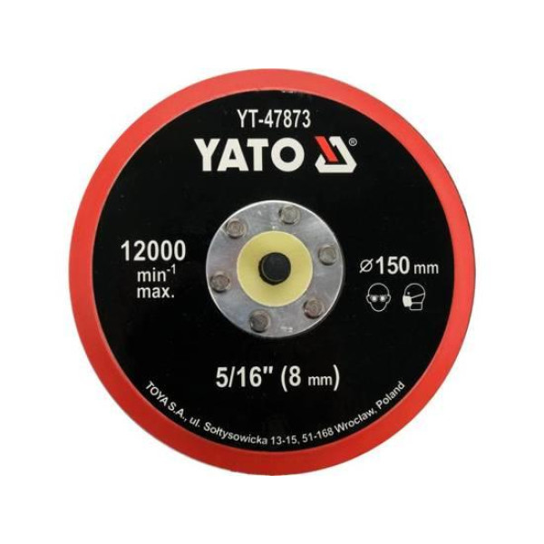 Диск крепежный опорный с липучкой шлифовальный 150мм YATO шпиндель 5/16" YT-47873