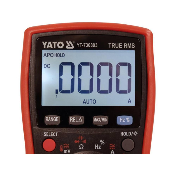 Мультиметр TRUE RMS електричних параметрів YATO з LCD-цифровим діапазоном 19999 живлення 2х1,5AA YT-730893