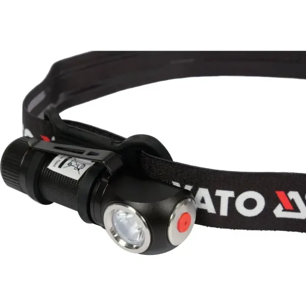 Фонарь налобный аккумуляторный 2в1 YATO Li-Ion 3.7В 700мАч 350/120Лм USB YT-08597