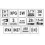 Фонарь налобный аккумуляторный 2в1 YATO Li-Ion 3.7В 700мАч 350/120Лм USB YT-08597