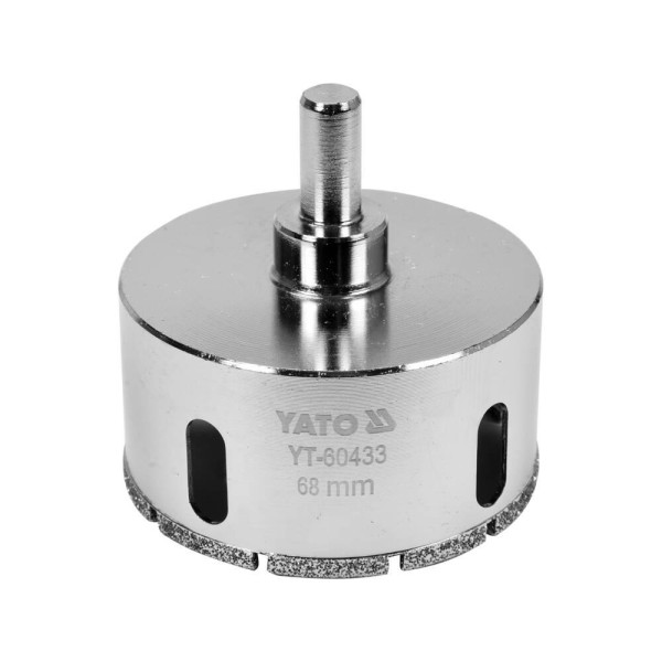 Коронка алмазна 68 мм з грісу та кераміки YATO за сухого та мокрого режимів YT-60433