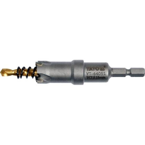 Свердло-коронка для металу до 25 мм TCT YATO 1/4" 18x103мм YT-44051