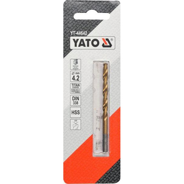 Свердло для металу з титановим покриттям YATO 4.2х75/43мм YT-44642