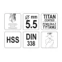 Свердло для металу з титановим покриттям YATO 5.5х93/57мм YT-44653