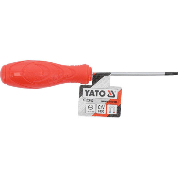 Викрутка з плоским шліцом Slotted YATO SL3х75мм YT-25652