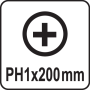 Викрутка з хрещатим шліцом Philips YATO PH1х200мм YT-25675