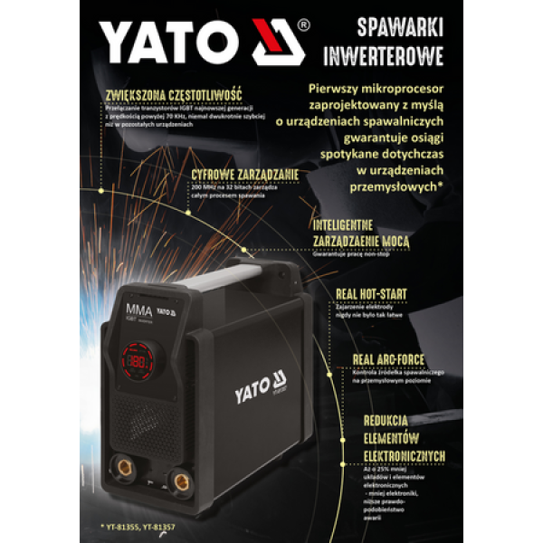 Зварювальний апарат інверторний ММА YATO 230 В 30-140А електроди1.6-3.2 мм YT-81355