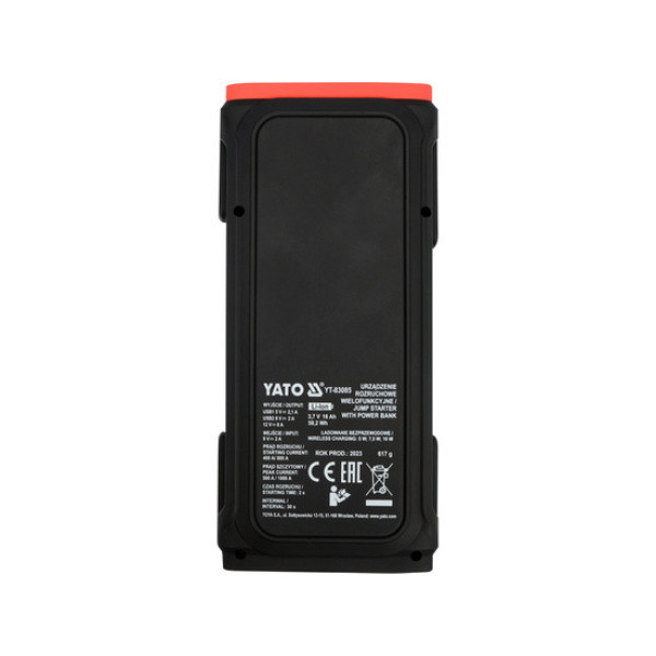 Пускозарядна батарея Li-Ion YATO16 Агод 400/800А USB 9В 2А YT-83085