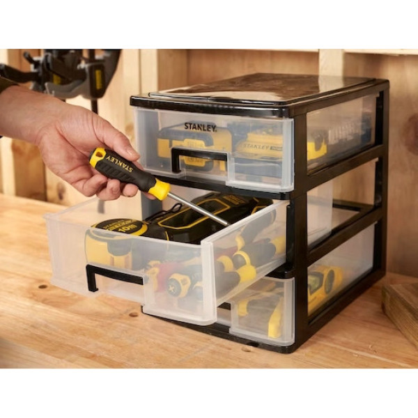 Ящик STANLEY ESSENTIAL розмір L вертикальний 3 висувні секції 34х25х32 см STST40712-1