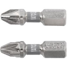 Насадка отверточная PZ2х25мм шпиндель HEX 1/4" никелированная YATO 2шт. YT-78004