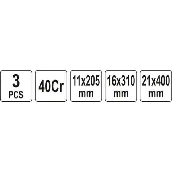 Набор ломов с ручками 11х205мм /16х310мм / 21х400мм YATO 3шт. YT-47301