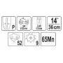 Шина напрямна YATO 14" (36 см) 52 см 3/8" 0.05" для ланцюгів YT-84951 /-84960 YT-84931