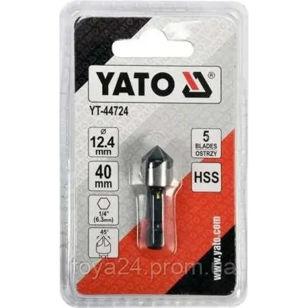 Свердло конуснезенкер для металу 12.4х40мм хвостовик HEX 1/4" YATO YT-44724
